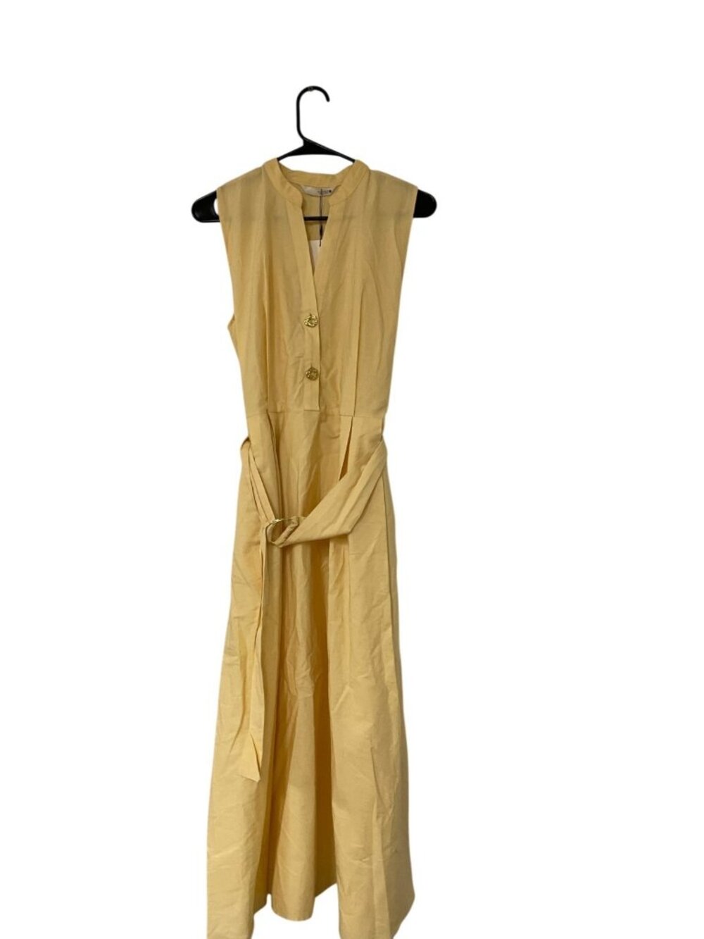 Zara Womens Poplin Belted Midi Dress M Medium Butter Flared Hem 5029/128 NWT - Picture 7 of 15